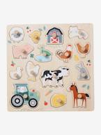 Puzzle de pegas Lovely Farm, em madeira FSC® BEGE CLARO LISO COM MOTIVO 