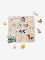 Puzzle de pegas Lovely Farm, em madeira FSC® BEGE CLARO LISO COM MOTIVO 