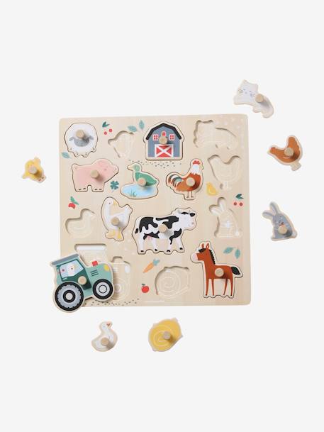 Puzzle de pegas Lovely Farm, em madeira FSC® BEGE CLARO LISO COM MOTIVO 