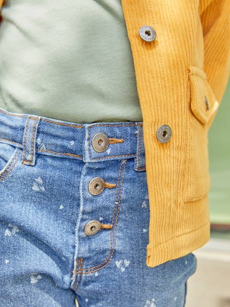 Jeans direitos com detalhes usados, para menina AZUL MEDIO DESBOTADO+CINZENTO MEDIO DESBOTADO 