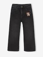 Jeans largos com flores bordadas, para menina PRETO ESCURO LISO COM MOTIVO 