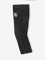 Jeans largos com flores bordadas, para menina PRETO ESCURO LISO COM MOTIVO 