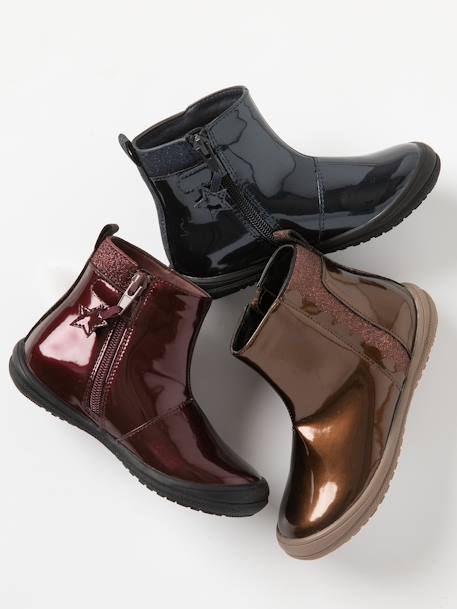 Botas envernizadas para menina, coleção autonomia AZUL ESCURO LISO COM MOTIVO+CASTANHO ESCURO LISO COM MOTIV+VERMELHO MEDIO LISO COM MOTIVO 