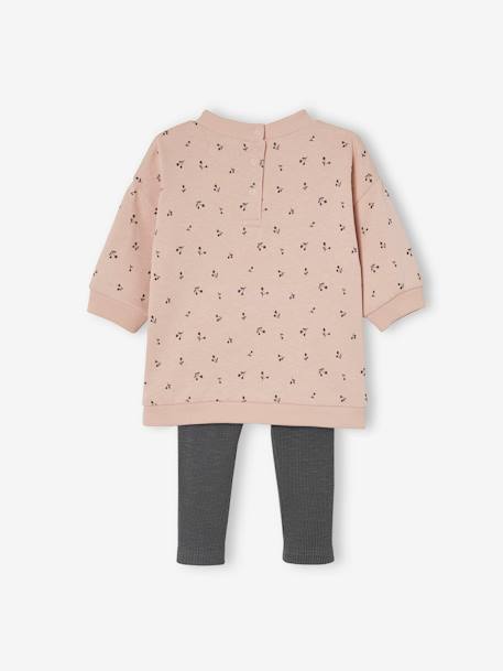 Conjunto vestido + leggings para personalizar, para bebé rosa+ROSA MEDIO ESTAMPADO+verde-água 