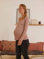 Camisola cruzada, decote em V, especial gravidez e amamentação ROSA CLARO LISO 