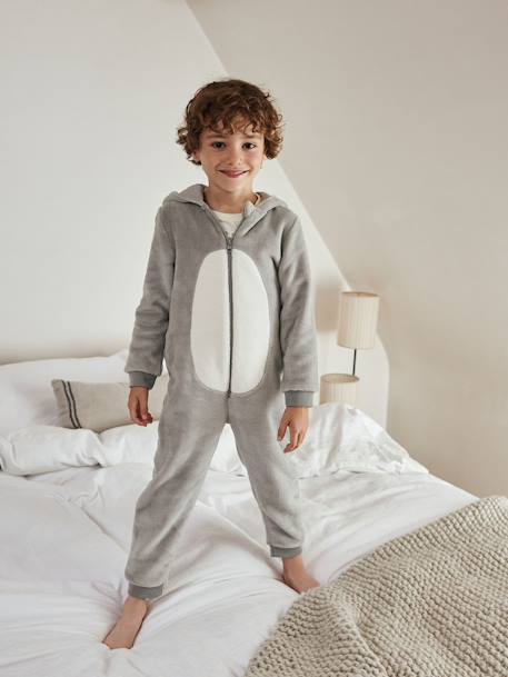 Macacão-pijama lobo, para menino CINZENTO CLARO LISO COM MOTIVO 