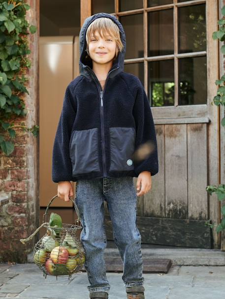 Jeans balão, fáceis de vestir, corte loose, para menino AZUL ESCURO DESBOTADO+PRETO ESCURO LISO 