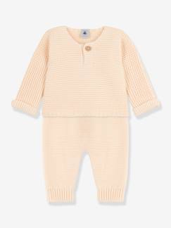 Bebé 0-36 meses-Conjuntos-Conjunto de 2 peças, em tricot de algodão bio, da Petit Bateau