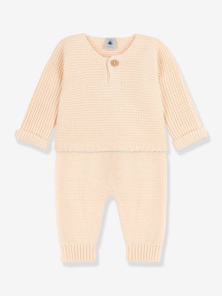 Conjunto de 2 peças, em tricot de algodão bio, da Petit Bateau branco 