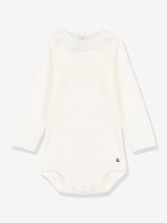 Bebé 0-36 meses-Bodies-Body de mangas compridas e gola fantasia, em algodão bio, Petit Bateau