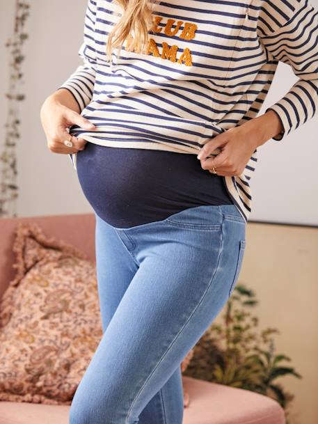 Treggings efeito jeans, sem costuras, para grávida AZUL CLARO LISO+AZUL ESCURO LISO+CINZENTO ESCURO LISO 