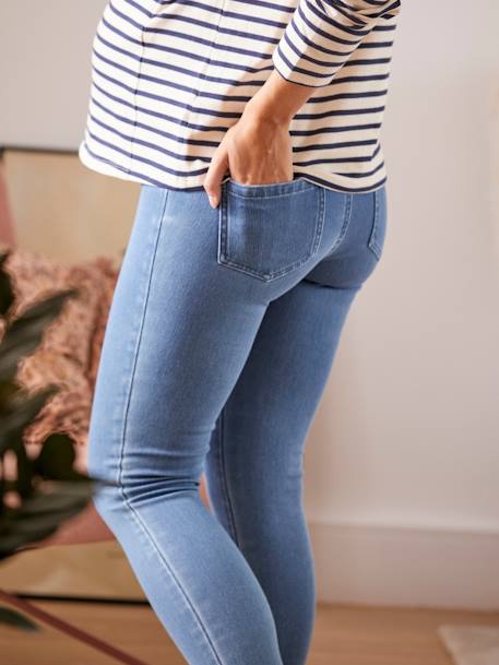 Treggings efeito jeans, sem costuras, para grávida AZUL CLARO LISO+AZUL ESCURO LISO+CINZENTO ESCURO LISO 