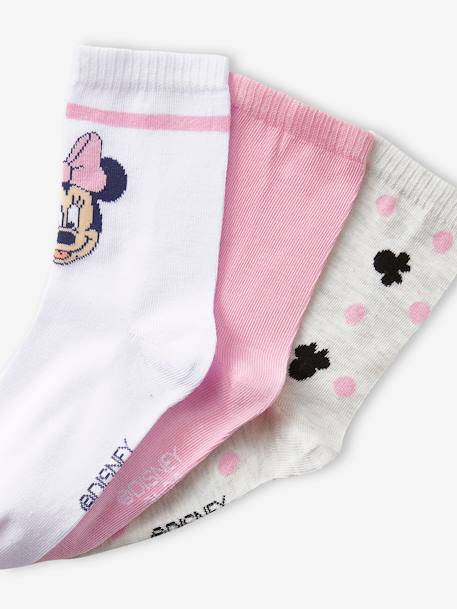 Lote de 3 pares de meias Minnie, da Disney® ROSA MEDIO LISO 