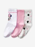 Lote de 3 pares de meias Minnie, da Disney® ROSA MEDIO LISO 