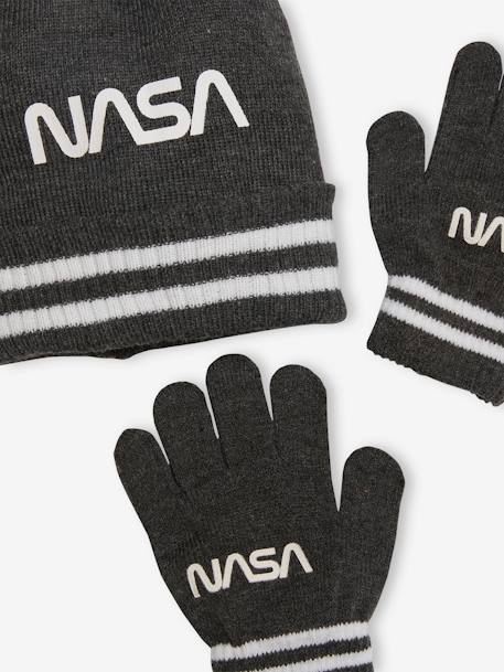 Conjunto NASA®, gorro + luvas, para criança CINZENTO ESCURO LISO COM MOTIV 