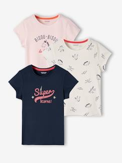 Lotes e Packs-Menina 2-14 anos-Lote de 3 t-shirts sortidas com detalhes irisados, para menina