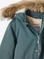 Parka com capuz, forro em sherpa e enchimento em poliéster reciclado, para menino AZUL ESCURO LISO COM MOTIVO+CASTANHO ESCURO LISO COM MOTIV+VERDE MEDIO LISO COM MOTIVO 