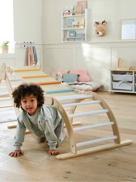 Ponte de escalada Montessori, em madeira FSC® BEGE MEDIO LISO COM MOTIVO 