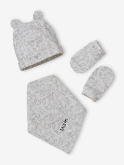 Personalizáveis-Bebé 0-36 meses-Acessórios-Gorros, cachecóis, luvas-Conjunto personalizável, em malha estampada, com gorro + luvas + lenço + saco,  para bebé