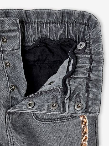 Jeans estilo paperbag e cinto entrançado, para menina CINZENTO CLARO DESBOTADO 