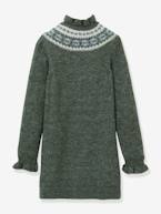 Vestido jacquard da CYRILLUS, em tricot, para menina verde mesclado 