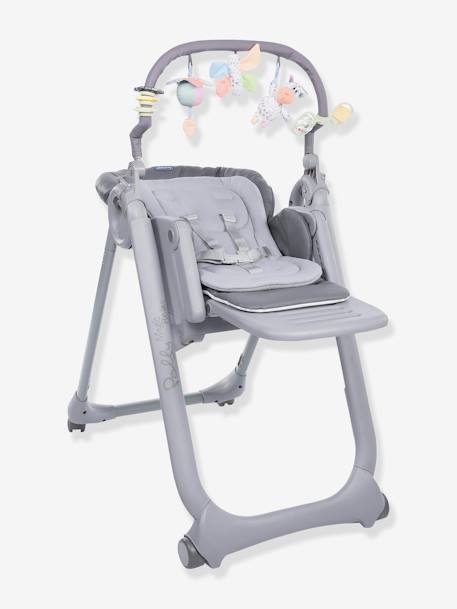 Cadeira alta evolutiva Polly Magic Relax, da CHICCO CASTANHO CLARO LISO+CINZENTO ESCURO LISO 