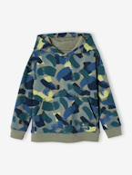 Sweat com capuz, estampado camuflagem, para menino verde estampado 