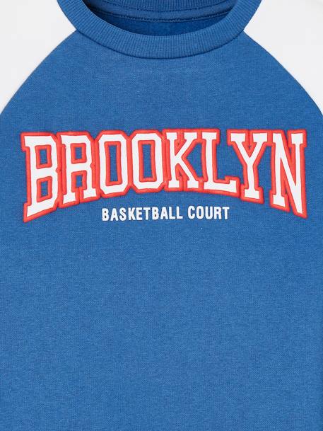 Sweat de desporto colorblock, team Brooklyn, para menino azul-rei+noz pecã 