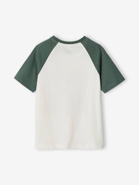 T-shirt com motivo gráfico e mangas raglan, para menino azul+verde-salva 