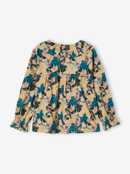 Blusa estampada às flores, para menina cru+rosa+verde-abeto+verde-água 