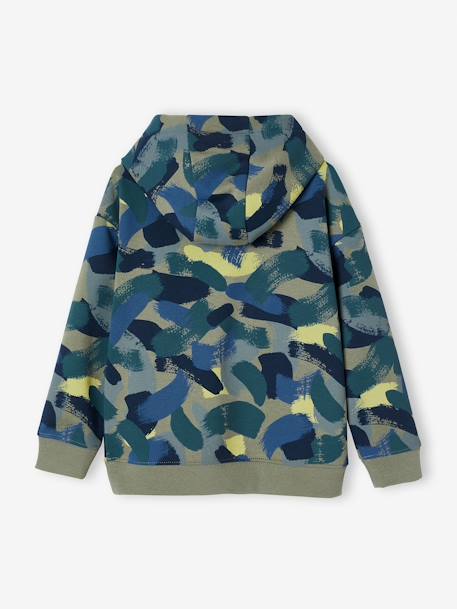 Sweat com capuz, estampado camuflagem, para menino verde estampado 