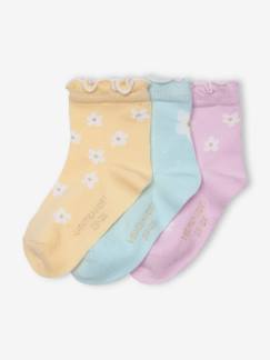 Bebé 0-36 meses-Lote de 3 pares de meias Margaridas, para bebé menina