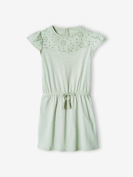 Vestido com bordado inglês, para menina malva+ROSA ESCURO LISO+rosa-pálido+verde-água 