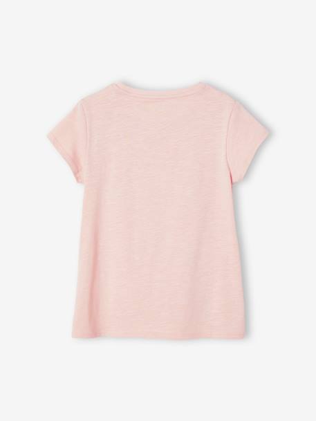 T-shirt de desporto com riscas irisadas, para menina BRANCO CLARO LISO COM MOTIVO+cinza mesclado+lilás+rosado 