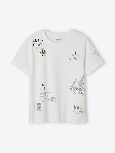 T-shirt lúdica interativa de geocaching, para menino branco 