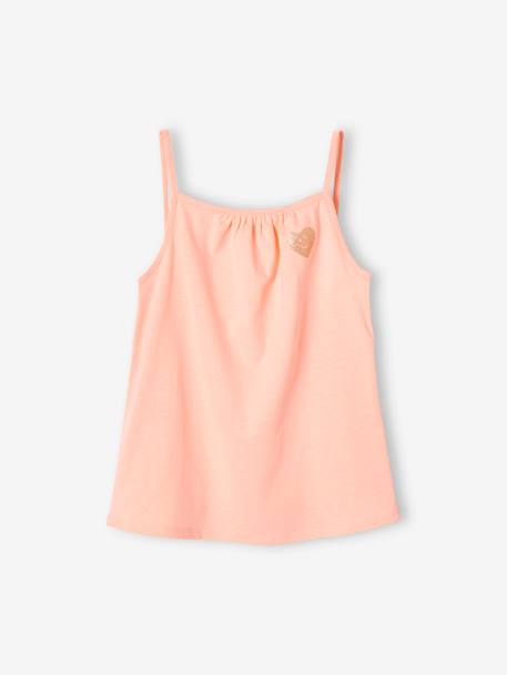 Lote de 3 tops de alças finas Basics, para menina pêssego+rosa-framboesa 