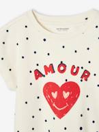 T-shirt com inscrição amour, às bolas, para menina cru 