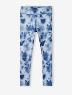 Leggings de desporto estampadas, em matéria técnica, para menina azul+terracota 