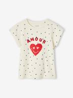 T-shirt com inscrição amour, às bolas, para menina cru 