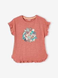 Menina 2-14 anos-T-shirts-T-shirts-T-shirt com folho e lantejoulas, para menina