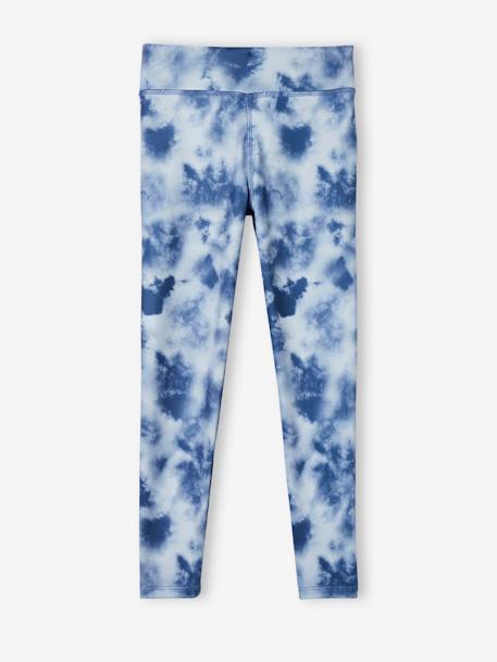 Leggings de desporto estampadas, em matéria técnica, para menina azul+terracota 