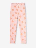 Leggings em malha canelada, para menina rosa-pálido+verde-acinzentado 