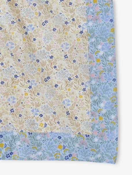 Lenço estampado às flores, personalizável, para menina azul-céu 