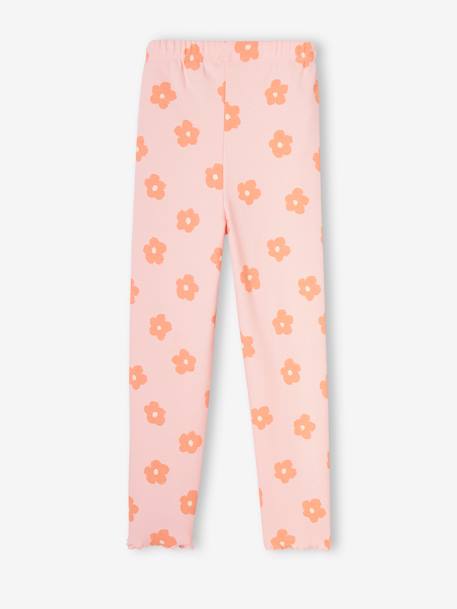 Leggings em malha canelada, para menina rosa-pálido+verde-acinzentado 