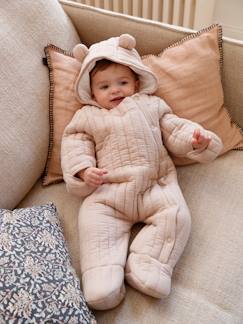 Macacão em gaze de algodão, abertura assimétrica, para bebé