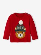 Camisola de Natal com urso, para bebé vermelho 