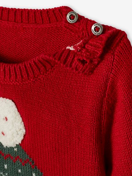 Camisola de Natal com urso, para bebé vermelho 