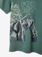 T-shirt animal, em puro algodão bio, para menino azul-céu+verde-salva 