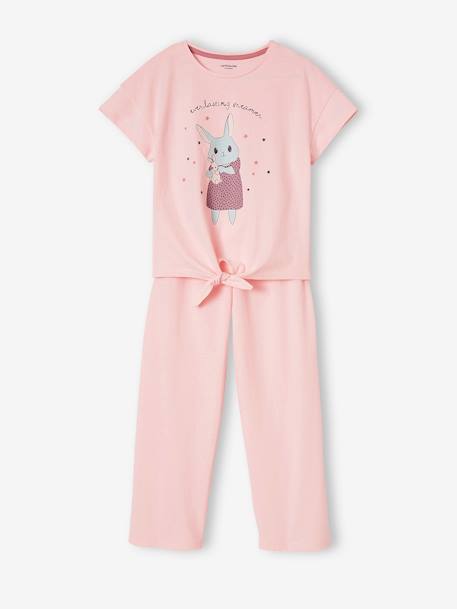 Pijama largo coelho, para menina rosa-pálido 