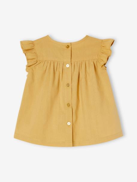 Blusa com folhos, para bebé amarelo-pálido 